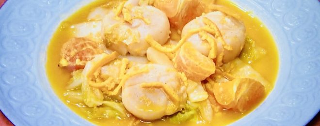 三國清三の白菜と帆立のみかんスープ仕立て/きょうの料理